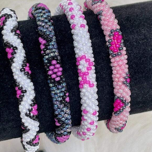 ALL PROFITS TO CHARITY! Bracelets Hand Crocheted in Nepal (set of 4) #683 - Picture 5 of 5